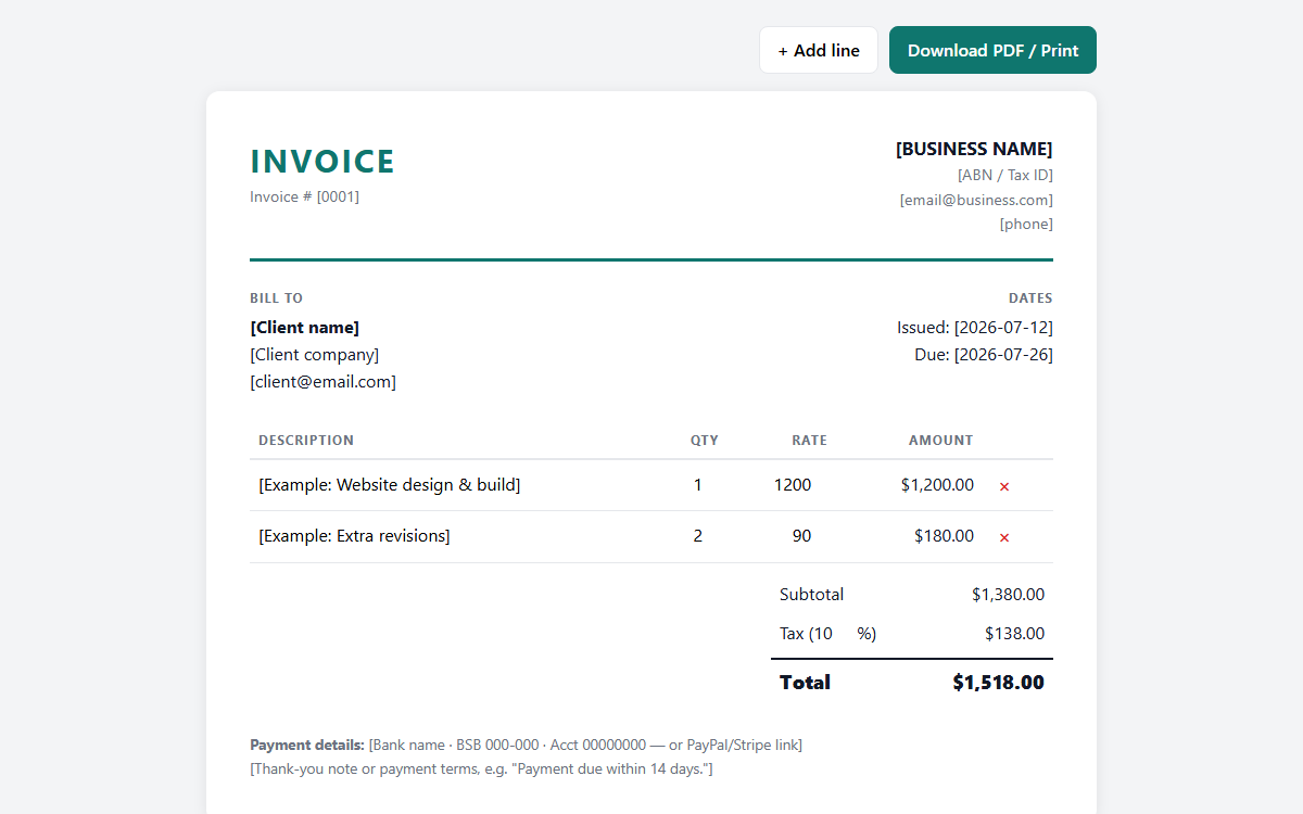 Invoice Generator template